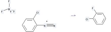 1-Chloro-2-fluorobenzene can be prepared by 2-chloro-benzenediazonium; tetrafluoroborate at the temperature o 12 °C